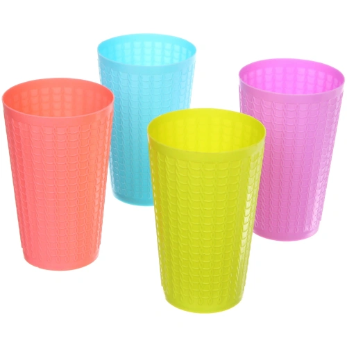 Стакан пластиковый 500мл "Плетение" в наборе 4шт, микс цветов