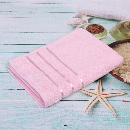 Полотенце махровое 70140см LUNA цвет светло-розовый 10100 плотность 360грм2 с петелькой-подвесом_5