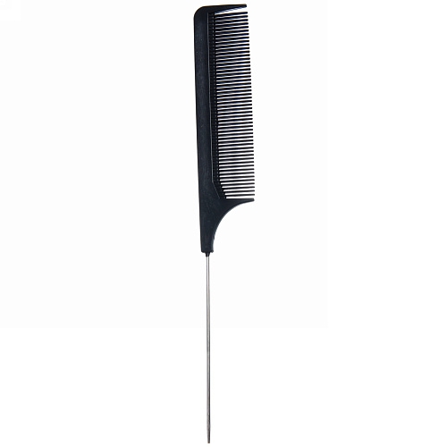 Расческа с металлическим хвостиком, цвет черный, 19см