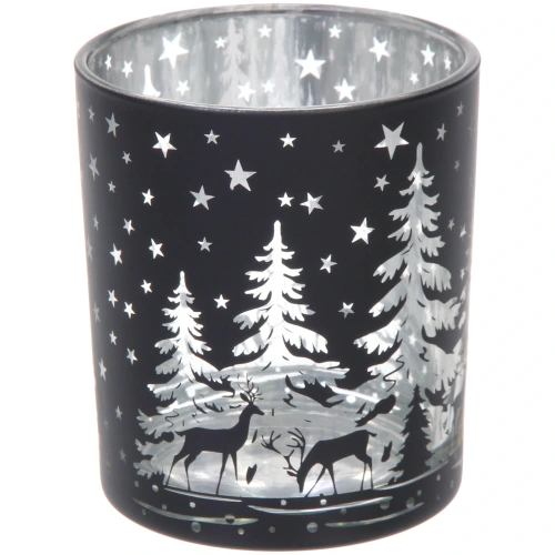 Подсвечник "Снежный лес" 8,5*10 см, Черный