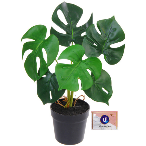 Цветок искусственный в горшке "Монстера" 28см