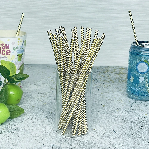 Трубочка для коктейля "Зигзаг" 19,5 см d-6 мм (набор 25 шт), Золото