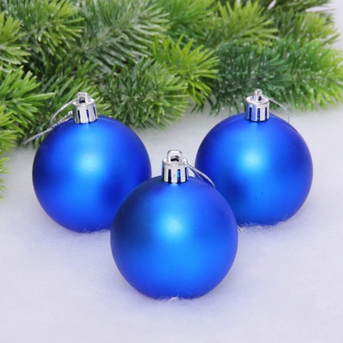 Новогодние шары 6 см (набор 3 шт) "Матовый", синий